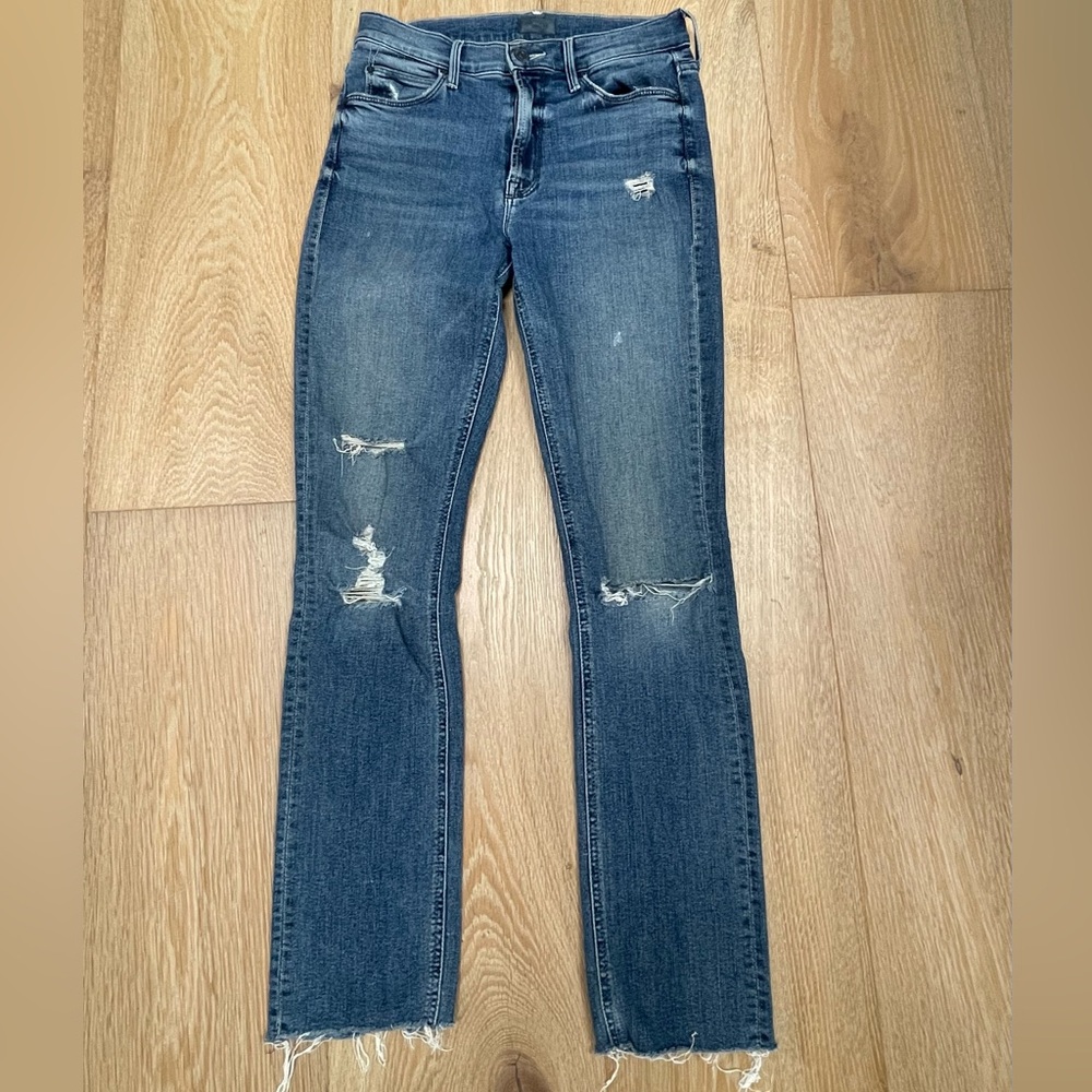 MOTHER Mid Rise Dazzler Ankle Fray Jeans - weekend warrior sz 26 distressed